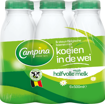 CAMPINA HALFVOLLE MELK PET+ 6X50CL Afbeeldingen van CAMPINA HALFVOLLE MELK PET+ 6X50CL
